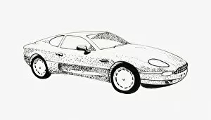 Images Dated 13th July 2009: Black and white illustration of modern Jaguar sports car