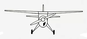 Wing Gallery: Black and white illustration of monoplane fixed high-wing propeller aircraft