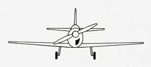Images Dated 14th June 2011: Black and white illustration of monoplane fixed low-wing propeller aircraft