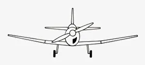 Black and white illustration of monoplane low-wing propeller aircraft