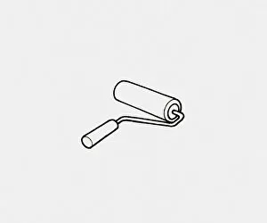 Black and white illustration of paint roller