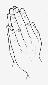 Images Dated 6th May 2011: Black and white illustration of praying hands