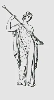 Virgin Prints: Black and white illustration of Roman virgin goddess Vesta