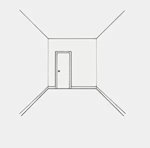 Black and white illustration of simple room plan