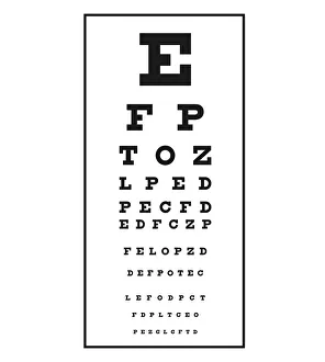 Dorling Kindersley Prints Gallery: Black and white illustration of Snellen chart