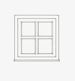 Black and white illustration of square window