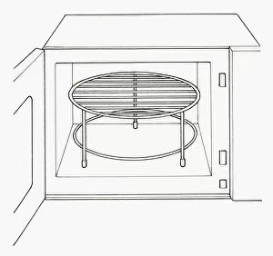 Images Dated 1st October 2009: Black and white illustration of trivet inside open microwave
