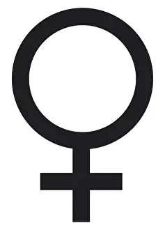 Cross Prints: Black and White Illustration of Venus astrological symbol
