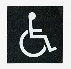 Images Dated 6th May 2011: Black and white illustration of white silhouette of man in wheelchair