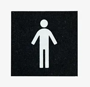 Black and white illustration of white silhouette of man on black background