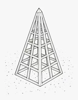 Black and white illustration of wooden obelisk frame