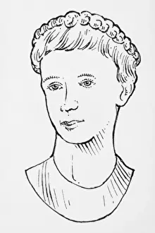 Bust Prints: Black and white portrait of Roman Emperor Augustus as a young man