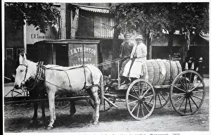 Mule Prints: Two Blacks Drive Cart Of Hay By Mule