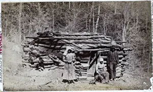 Log Cabin Prints: Blacks In Front Of Log Cabin
