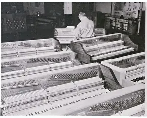 Michigan Prints: Blind Factory Worker Tuning Piano