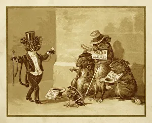 Traditional Clothing Gallery: Three blind mice painting, sepia