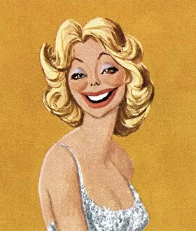 Blond woman laughing