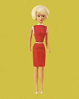 Blonde Fashion Doll Wearing Red Dress