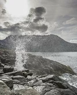 Blowhole on the coast, island of Senja, Troms, Norway