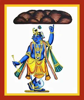 Album Prints: Blue-complexioned Krishna stands in padasvastika