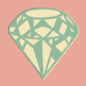 No Peop Prints: Blue Diamond on Pink Background