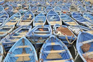 Arabian Prints: Blue fishing boats, Essaouria, Morocco, Africa