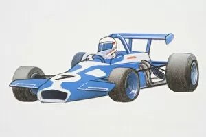 Racecar Gallery: Blue formula 1 racing car with driver in seat