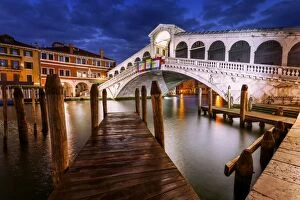 Blue hour, Canal, HDR, Italy, Rialto Bridge, Venice, bridge, colourful, colours, famous