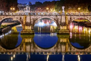 Images Dated 19th June 2015: Blue Hour, Ponte Sant Angelo, Rome, Italy
