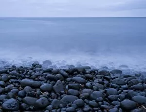 Blue hour, stones and sea, Dalur, Sandoy, Faroe Islands, Denmark