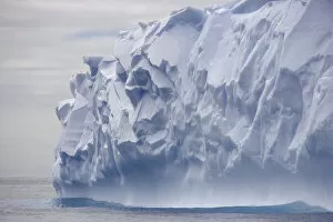 Floating On Water Gallery: Blue iceberg carved by waves floats in calm sea