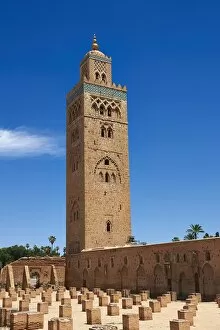 Paul Williams - Funkystock Gallery: blue sky, building, cloudless, good weather, historic, islamic, marrakech, marrakesh-tensift-el