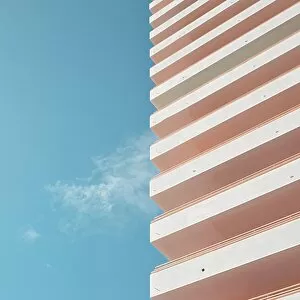 Artistic and Creative Abstract Architecture Art Collection: Blue sky, thin white cloud and white building