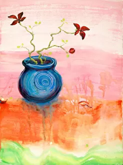 Images Dated 5th February 2012: Blue vase with red lilies