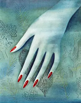 Thumb Prints: Blue Womans Hand
