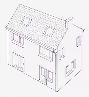 Images Dated 18th May 2011: Blueprint illustration of house
