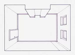 Blueprint illustration of of building interior