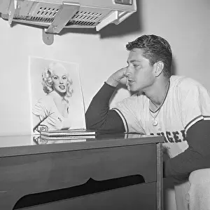 San Jose Prints: Bo Belinsky Admiring Portrait of Mamie Van Doren