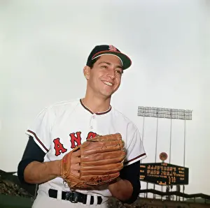 Bo Belinsky Holding Baseball Mitt