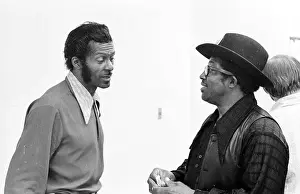 Prints of NEW YORK - MAY 6: Guitarists Bo Diddley and Chuck Berry (on the left) relax backstage at Madison Square Garden in the concert movie Let the Good Times Roll on May 6, 1972 in New York City, New York Bo Diddley: Rhythm & Riffs Prints: Bo Diddley & Chuck Berry Let The Good Times Roll