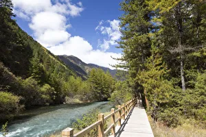 Railing Collection: Boardwalk in Jiuzhaigou Valley park, Sichuan