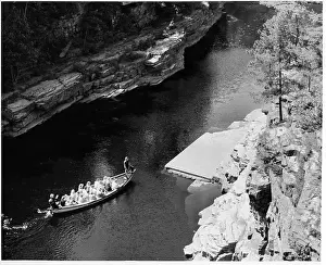 Lac0047 Prints: Boat Approaching Lower End Of Ausable Chasm In New York