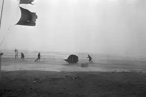 Hurricane Prints: Boat Blown Across Beach By Hurricane