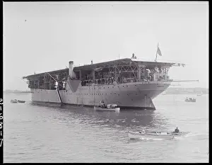 Gloucester Prints: Boat near Military Airplane Carrier