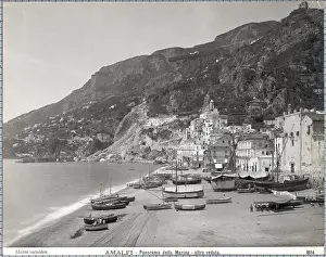 Marina Prints: Boats on Beach General View of Amalfi