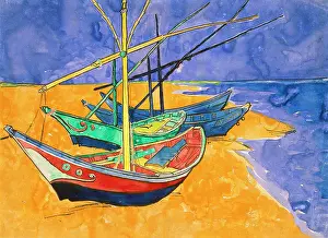 Prints of Boats on the Beach of Les-Saintes-Maries, 1888. Found in the collection of the State Hermitage, St Petersburg. (Photo by Fine Art Images/Heritage Images/Getty Images) Echoes of Genius: Timeless Reproductions of a Master’s Vision: Boats on the Beach of Les-Saintes-Maries, 1888. Artist: Vincent van Gogh