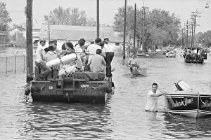 Rescue Prints: Boats Evacuating Flooded Streets