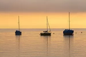 Boats on Lake Constance near Landschlacht in the morning, Switzerland, Europe, PublicGround