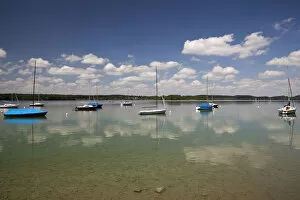 Images Dated 1st July 2013: Boats on Lake Woerth, Erling, Andechs, Funfseenland, Upper Bavaria, Bavaria, Germany