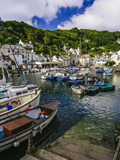 Images Dated 25th August 2013: Boats moored in Polperro Harbour, Cornwall, UK